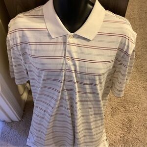 Men’s used size XL Greg Norman golf polo shirt striped multicolored play dry
